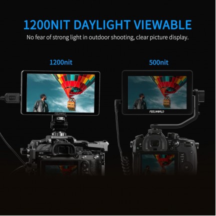 FeelWorld P6XL 6" 1200nit On-Camera Field Monitor with Built-In Battery