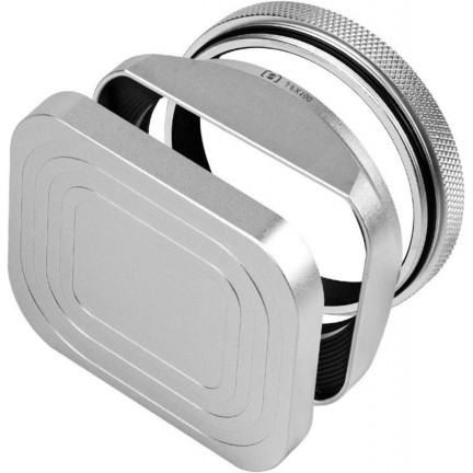 Square Metal Lens Hoods Lens Caps for FUJIFILM X100 Series X100/X100V/X100VI/X100F/X100S/X100T (Silver)