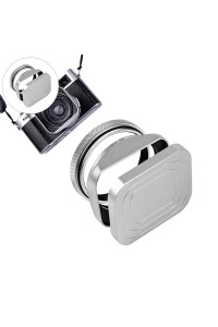 Square Metal Lens Hoods Lens Caps for FUJIFILM X100 Series X100/X100V/X100VI/X100F/X100S/X100T (Silver)