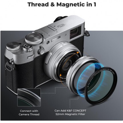 K&F Concept Nano-X MCUV Filter, Hood, and Cap for FUJIFILM X100 Series