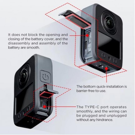 Silicone Case Anti-Scratch Shockproof Full Body For DJI Osmo 360 (Black)