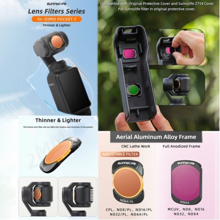 4in1 Camera Lens Magnetic Metal Filter UV CPL ND32 ND64 for DJI Osmo Pocket 3