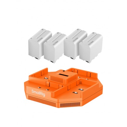 SmallRig NP-F550 F570 F750 F970 4-Channel Battery Charger with (VILTROX NP-F970 Battery 4Pc)