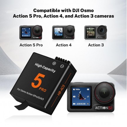 Enduro Charging Case With 2 Batteries for DJI Osmo 360/Action 5Pro/4/3