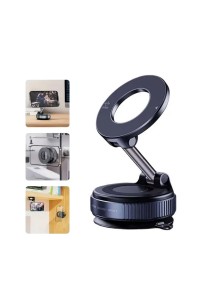 Vacuum Suction Cup Mobile Phone Holder Magnetic 360° Rotating (Black)