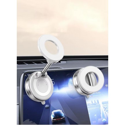 Vacuum Suction Cup Mobile Phone Holder Magnetic 360° Rotating (White)