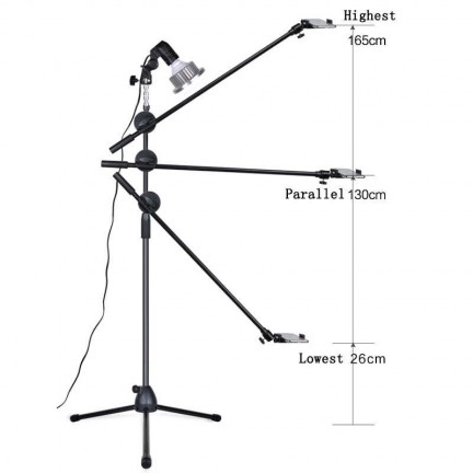 Phone Photography 1.3M Bracket Stand holder Boom Arm Super Bright 35W LED Ring Light Photo Studio Kit