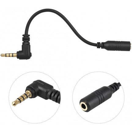 Andoer EY-S04 3.5mm 3 Pole TRS Female to 4 Pole TRRS Male Cable Audio Stereo Mic Converter 