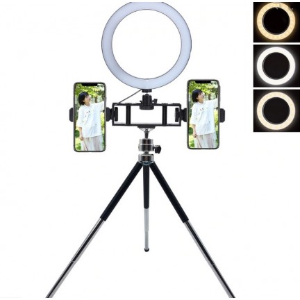 Metal Mini Tripod for Selfie LED Flash Light Multi-position Bracket
