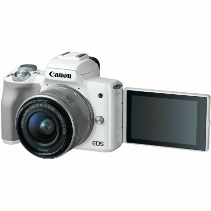 Canon EOS M50 Mirrorless Digital Camera with 15-45mm Lens (White)