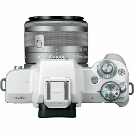 Canon EOS M50 Mirrorless Digital Camera with 15-45mm Lens (White)