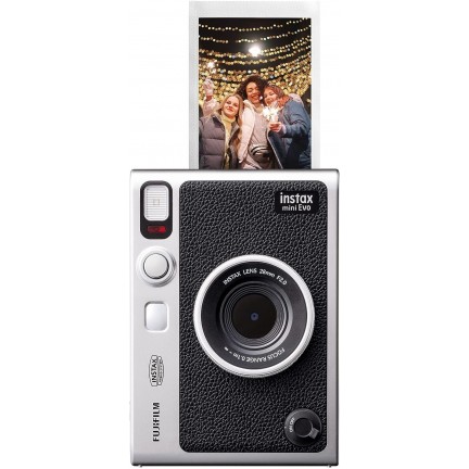 FUJIFILM INSTAX MINI EVO Hybrid Instant Camera Black with Instant Film (10 Sheets)