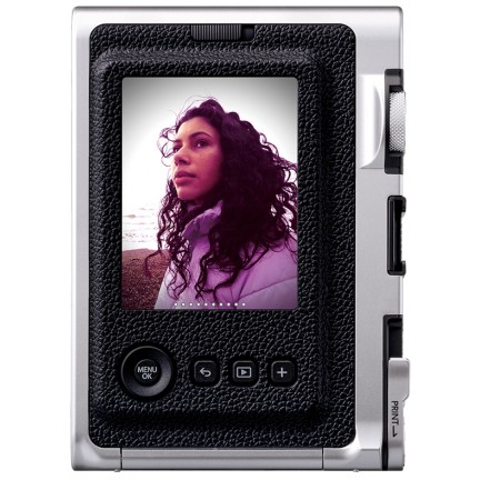 FUJIFILM INSTAX MINI EVO Hybrid Instant Camera Black with 32GB Memory Card/Leather Case/Instant Film-10 Sheets