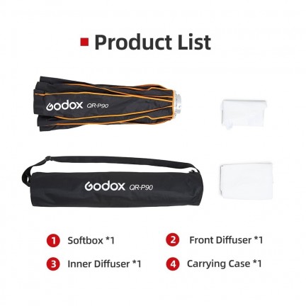 Godox QR-P90 90CM Quickly Release Parabolic Deep Softbox for Bowens Mount Studio Flash