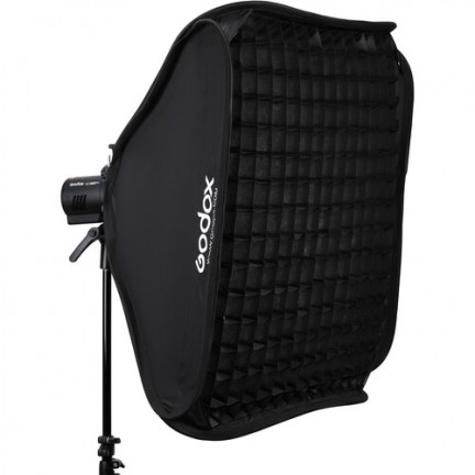 Godox S2 Bowens Mount Bracket with Softbox, Grid & Carrying Bag Kit (80x80cm )