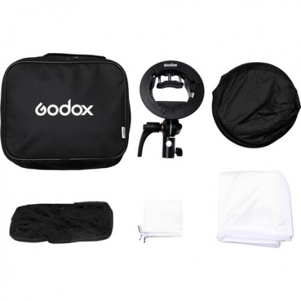 Godox S2 Bowens Mount Bracket with Softbox, Grid & Carrying Bag Kit (80x80cm )