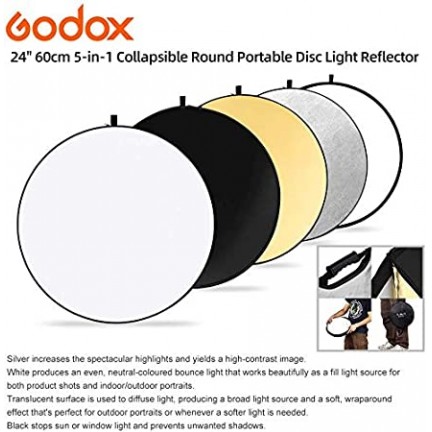 GODOX 60cm 5-in-1 Collapsible Round Portable Disc Light Reflector