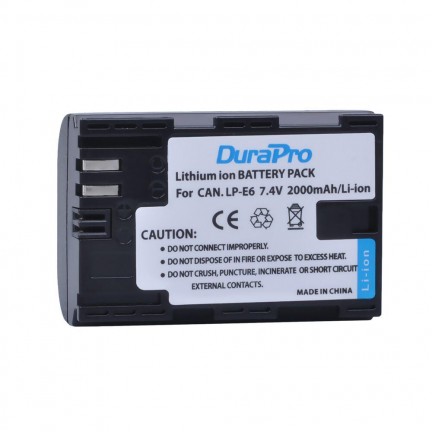 DuraPro 2 x 2000mAh LP-E6 Battery + LCD Charger For Canon 5D Mark II/III/IV, 5DS,5DS R,6D,6D Mark II,7D,7D Mark II,60D,70D,80D