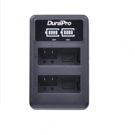 Durapro 2pc Battery For Canon LP-E8  Li-ion Batteries + LCD Dual USB Charger For Canon EOS 550D 600D 650D 700D Camera