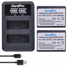 DuraPro 2pc LP-E10 LP Camera Li-ion Battery + LCD USB Charger For Canon 1100D 1200D Kiss X50 X70 Rebel T3 T5