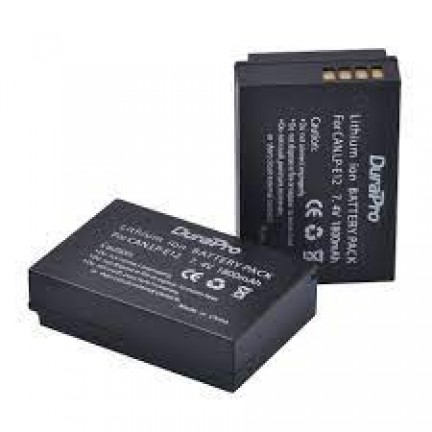 DuraPro 2 x 1800mAh LP-E12 Battery + LCD USB Dual Charger EOS M2,M10,M50,M50 Mark II,M100,M200,SX70 HS