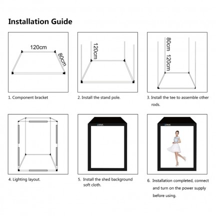 PULUZ Professional 200cm/2m Photography Photo Studio Box 6 LED Light Panels 240W 5500K 2 Meter Photo Lighting Shooting Tent Kit