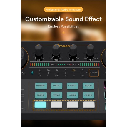 MAONO CASTER LITE AU-AM200 Microphone Mixer Digital Audio Interface Podcast Sound Card Rechargeable Podcaster for Phone Computer PC