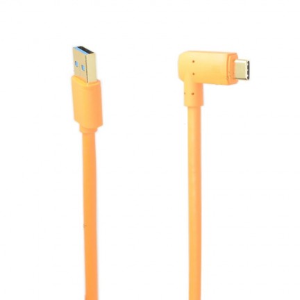 USB 3.0 to USB-C (High-Visibility Orange) for tethering a USB 3.0 camera to a computer with the smaller USB-C port 5m