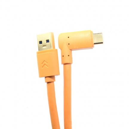 USB 3.0 to USB-C (High-Visibility Orange) for tethering a USB 3.0 camera to a computer with the smaller USB-C port 5m