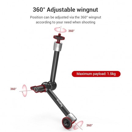 SmallRig Super Clamp w/ 1/4" and 3/8" Thread and 9.8 Inches Adjustable Friction Power Articulating Magic Arm with 1/4" Thread