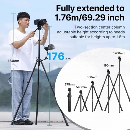 Ulanzi MT-65 Horizontal and Vertical Video Tripod, Arca Type Biscuit and Remote Control for SLR Cameras