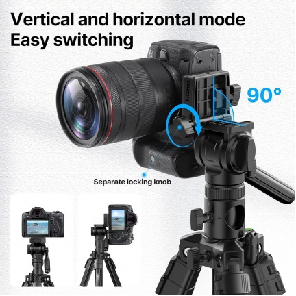 Ulanzi MT-65 Horizontal and Vertical Video Tripod, Arca Type Biscuit and Remote Control for SLR Cameras