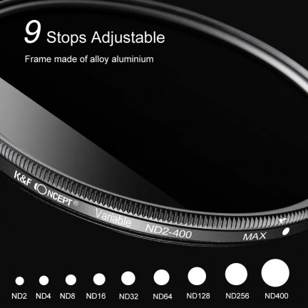 K&F Variable ND Filter ND2-ND400 Neutral Density 82mm