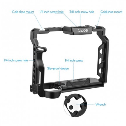 Aluminum Alloy Camera Cage with 1/4 Inch Screws Holes Cold Shoe Mounts Replacement for Sony A7 IV