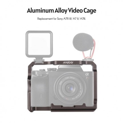 Aluminum Alloy Camera Cage Kit with Video Rig Top Handle Grip Replacement for Sony A7R III/ A7 II/ A7III