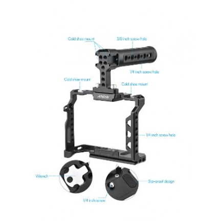 Aluminum Alloy Camera Cage Kit with Top Handle Grip Replacement for Sony A7 IV