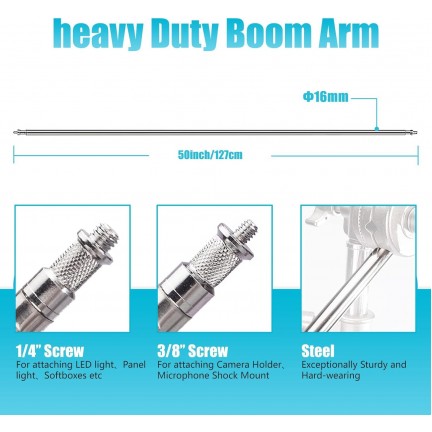Heavy Duty Boom Arm 127cm Photo Studio C-stand Metal Extension Grip Arm Head