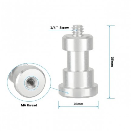 CAMVATE 1/4"-20 Male To M6 Female Thread Screw Adapter For Wall Mount Support Accessories (2 Pieces)