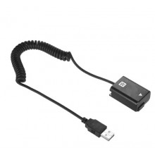 USB NP-FW50 Dummy Battery Pack Coupler Adapter with Flexible Spring Cable