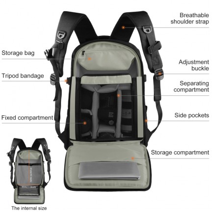 PULUZ Outdoor Portable Waterproof Scratch-proof Dual Shoulders Backpack
