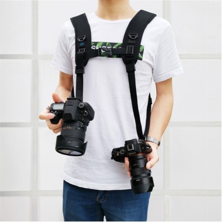 PULUZ Quick Release Double Shoulder Harness Soft Pad Decompression Foam Strap Belt for DSLR Digital Cameras