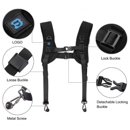 PULUZ Quick Release Double Shoulder Harness Soft Pad Decompression Foam Strap Belt for DSLR Digital Cameras