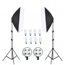 Photo Studio Soft Box Continuous Light Video Softbox Lighting Stand (2 Kit)