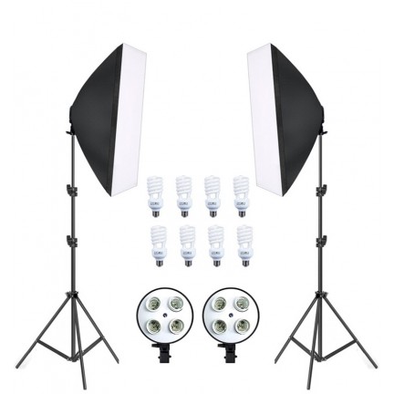 Photo Studio Soft Box Continuous Light Video Softbox Lighting Stand (2 Kit)