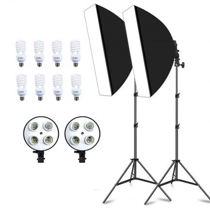 Photo Studio Soft Box Continuous Light Video Softbox Lighting Stand (2 Kit)