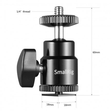 SmallRig Camera Hot Shoe Mount with 1/4"-20 Screw Ball Head (2pcs Pack)