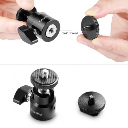 SmallRig Camera Hot Shoe Mount with 1/4"-20 Screw Ball Head (2pcs Pack)