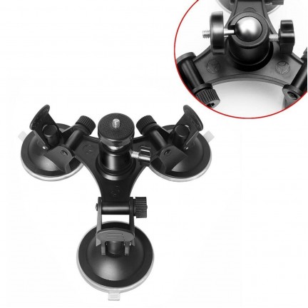 Triple Suction Cup Mount with 1/4 Threaded Head 360 Degree Tripod Ball Head