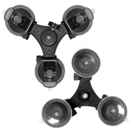 Triple Suction Cup Mount with 1/4 Threaded Head 360 Degree Tripod Ball Head