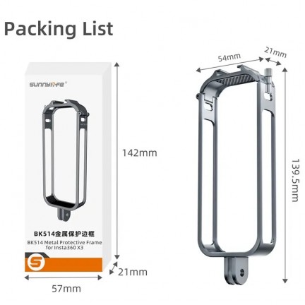 Insta360 X3 Camera Cage Aluminum Alloy Protective Frame Expansion Bracket